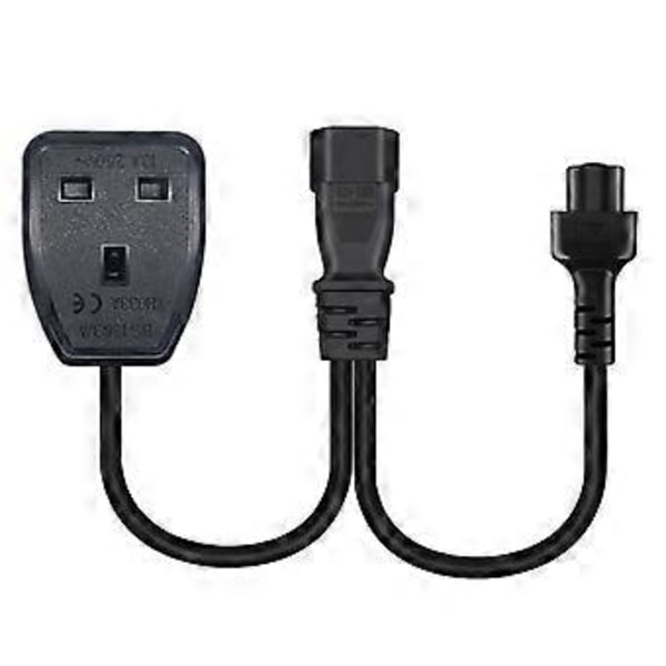Y-splitter Strømkabel C14 til C5+UK13A Konnektor Adapter Ledning Strømledning