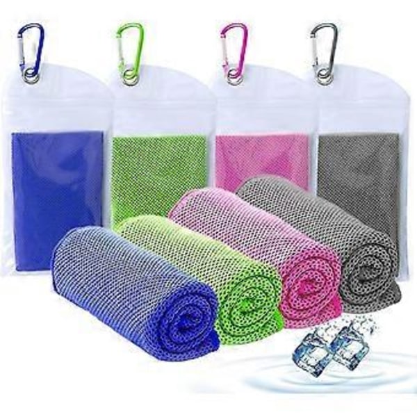 Kylhanddukar 4-pack, Mikrofiber Kylhandduk för Nacke, Superabsorberande Kall Handduk