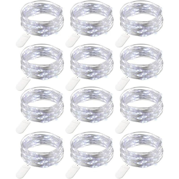 12 st batteridrivna mikro ljusslingor, 20 LED koppartrådslampor, 2 meter batteridrivna mini LED ljusslingor för födelsedagsfest, bröllop, juldekorationer