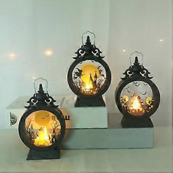 Halloween LED Lysestake Lysende Flammeløs Lyslykt Hengende Ornamenter For Halloween Hjemmeinnredning