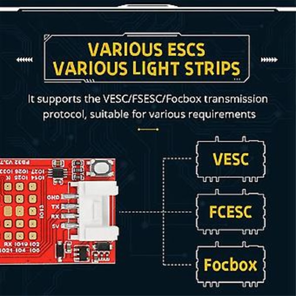 ESK8 RGB Ljus Kontroller för Elektrisk Skateboard Kompatibel med /FSESC/Focbox LED Strip Kontroller