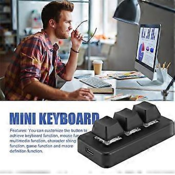 MK321 Programmerbart Makro Mini Tastatur 3 Modus Mekanisk Tastatur Gaming Keypad for Spill Multimedia MK321Pro