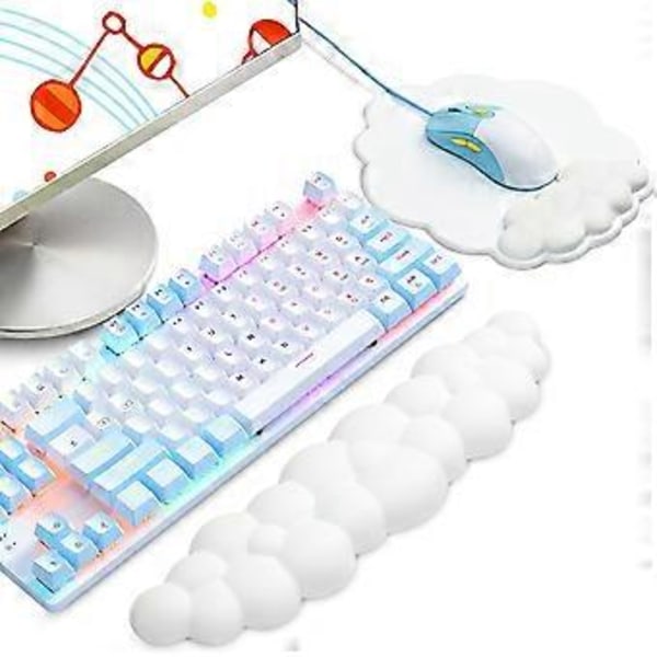 Moln Handledsstöd Kit Ergonomiskt Tangentbord Handledsstöd Mus Handledsstöd Dator Gaming Handledsstöd Halkfri Bas Vit