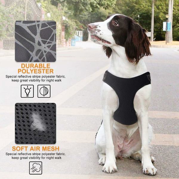 Trin-i sele til hund med velcrolukning til små og mellemstore hunde Justerbar åndbar reflekterende sikkerhedssele Brystsele til gåture,