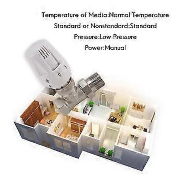 3/4 tommers termostatisk radiatorventil i messing, rett type Dn20, automatisk temperaturkontrollventil Fl