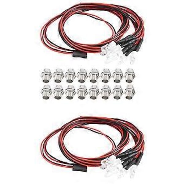 2 KPL 8LED 5mm Ajovalot RC Lisävaruste LED-valot 1/10 Mallin Drift-autoon, Valkoinen Punainen ja Keltainen