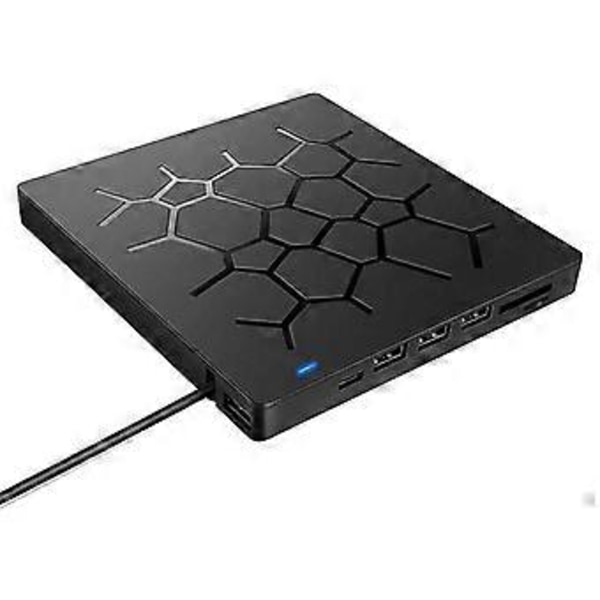 Ulkoinen CD/DVD-asema USB 3.0 Type-C 6 in 1 DVD-asema SD/TF- ja USB3.0-optisilla asemilla PC-kannettavalle