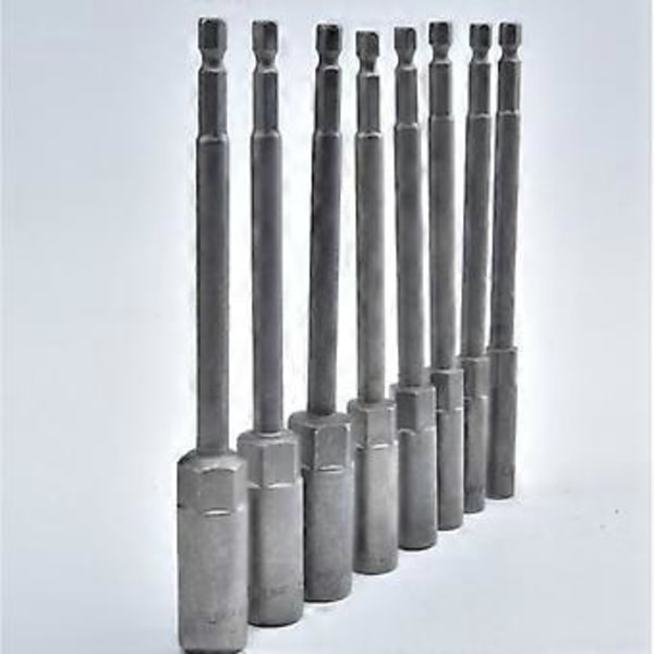 Slagdrill Bar Skiftenøkkel Forlenger 8 stk. Sokkeladaptersett 8 stk. Muttertrekker Lang Metrisk 150 mm 1/4 Tomme