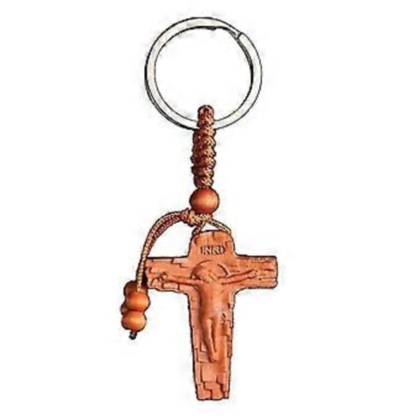 Jeesus Risti Avaimenperä Puinen Riipus Avaimenperä Laukku Koriste Yksinkertainen Auton Avaimenperä