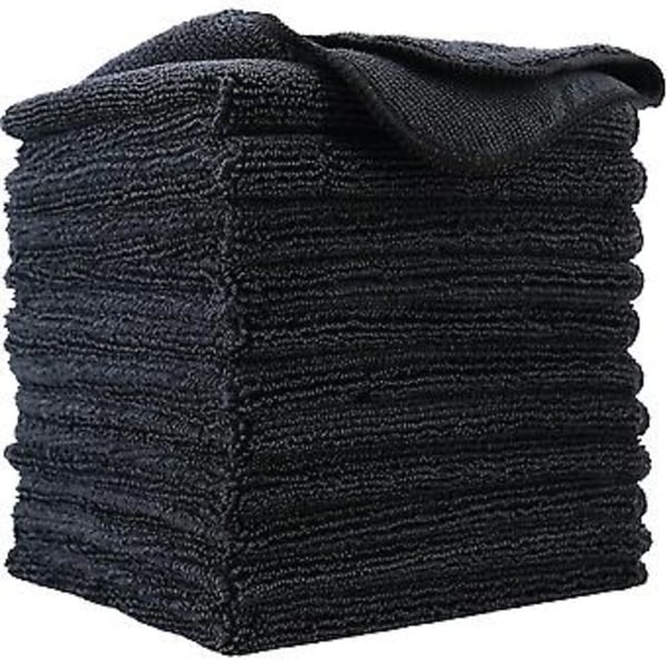 Premium Mikrokuituliina, 30 x 30 cm (12 kpl) (musta)