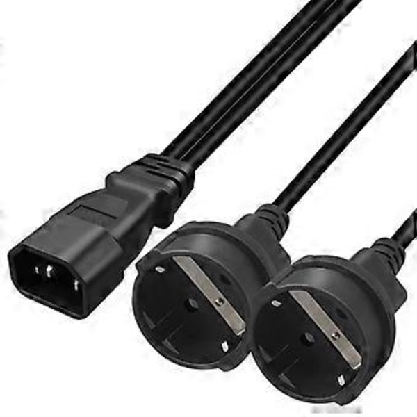3-benet stik IEC320-C14 til dobbelt EU4.8mm konverter strømkabel ledning
