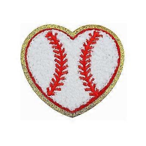12 stk. Baseball Hjerte Patch Guld Kanter Baseball Stryge-på Patches Baseball Applikation til DIY Dekorativt Tøj