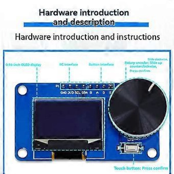 0,96 tommers OLED-skjermmodul med knapper EC11 roterende koder IIC-grensesnitt LCD-skjerm