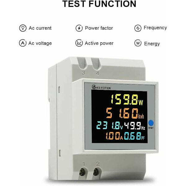 AC40-300V 100A Digital Energimåler Enkeltfase Elektrisitetsmåler