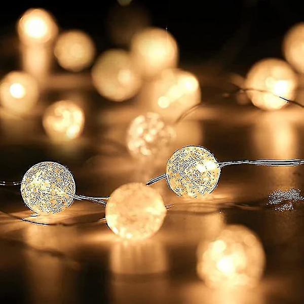 Globe Lyskæde Til Soveværelse, Dekorative Lys, Julelys, Krystal Sprække Kugle Lys 3.4ft 10 Led Blød Hvid Batteridrevet F
