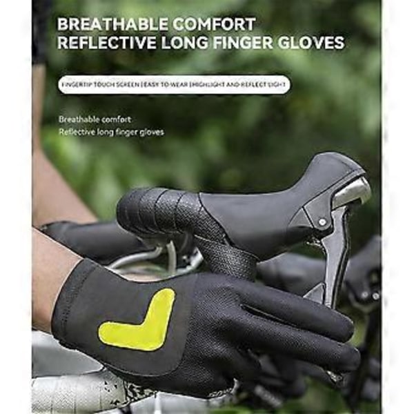 Cyklar Handskar Reflexerande Andningsbart Elastiskt Tyg Långa Fingrar Landsväg Motorcykel Fullfinger Cykeltillbehör