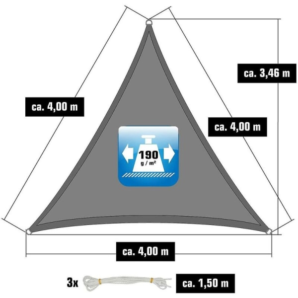 Skuggskydd - 4x4x4 Polyester Triangel Solskydd - Vattenavvisande Canvas