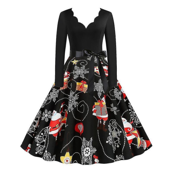 Kvinder Jul Aften Retro 50'er 60'er Swing Hepburn Kjole