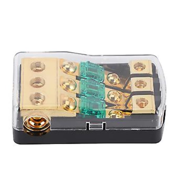 1 Ingång 3 Utgång 0/4 AWG till 4/8 AWG Strömsäkringshållare med 60A Mini Säkringar för Bilar Båtar
