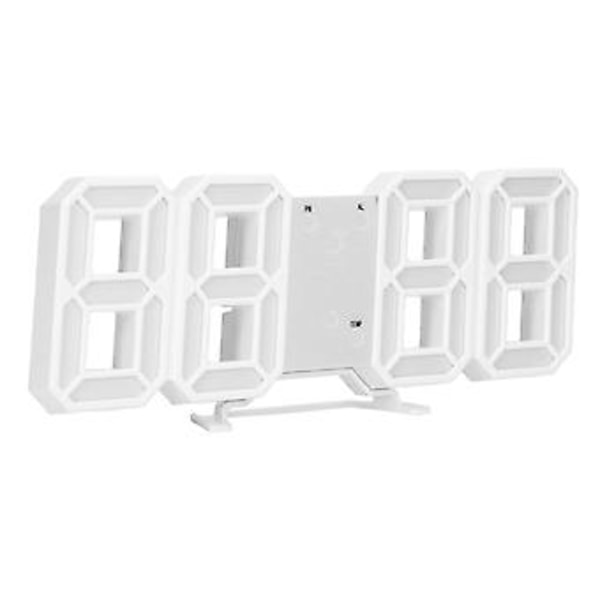 3D LED Digital Klocka: Intelligent Röststyrning, Tid, Datum, Temperaturvisning, Vit Skal Grön Text