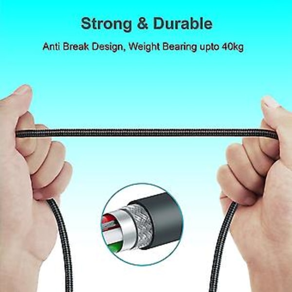 Usb C -kaapeli, Usb Type C -kaapeli Nylon Nopea Latauskaapeli Samsung S21 Ultra, s20, A72, Huawei Mate 40 Pro+, p50, Nova 8, Y9a, Matebook, Xiaomi 11t, OnePlus