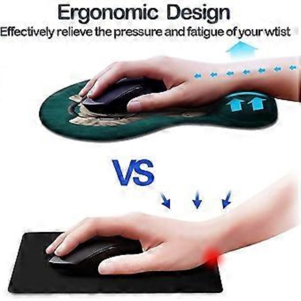 Ergonomisk musmatta med handledsstöd - Halkfri gummibas, söt design