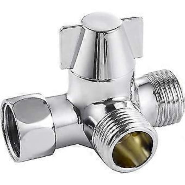 Solid messing 3-veis ventil, 3-veis omlederventilbryter, 3-veis dusjomlederventil, G1/2\" T-adapterventil, for dusj, hånddusj og omlederdusj