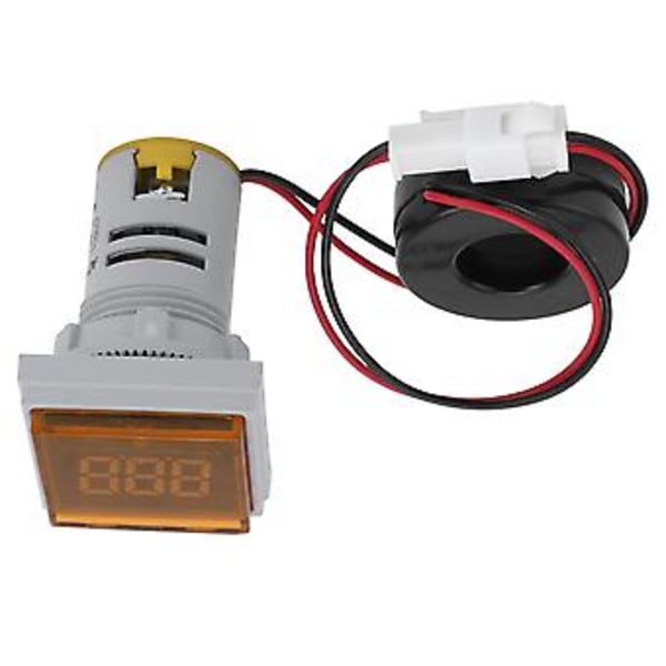 AD16-22FSAY Digital Amperemeter, AC 220V Fyrkantig Strömmätare med Gul Signalindikatorlampa, Hög Precision & Enkel Installation för Elektriska Applikationer