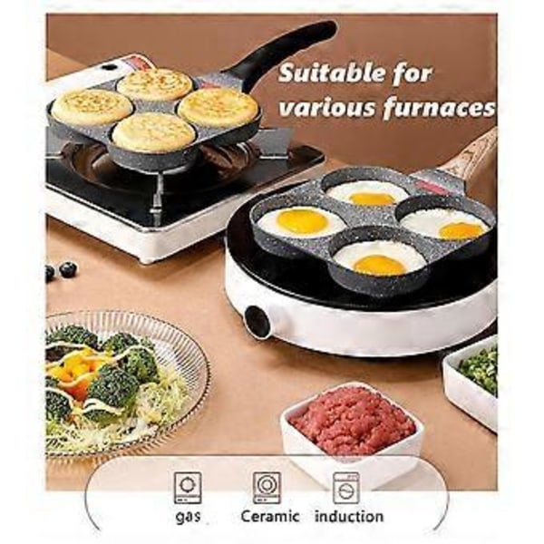 4 Kops Æggepande Nonstick og Sund Æggestegningspande Alsidig Morgenmadspande til Æg Pandekager Plett Crepes-A