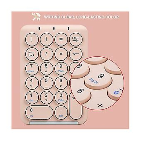 Trådløst numerisk tastatur Bluetooth Num Pad Runde tastehetter Numpad 22 taster Oppladbart numerisk tastatur