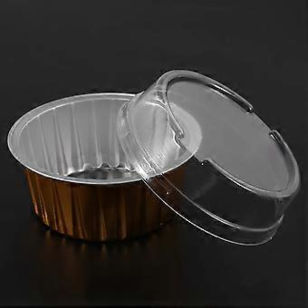 100 stk. engangs bageforme i aluminiumsfolie Creme Brulee Dessert Oval Form Muffinforme med låg Kage Æg Værktøj