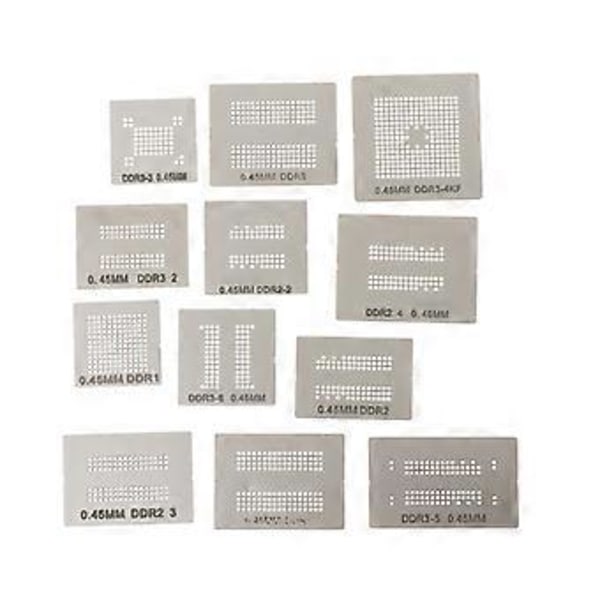 13 kpl/setti Universaali Stensiili Malli Muisti Suoraan Lämmitys BGA Reballing Pidike Jig DDR1 DDR2 DDR3 DDR5 Hitsaus Korjaus Rep