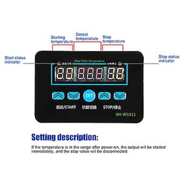 3 Fönster Display Temperaturkontroller -19-99℃ Termostatmodul för Luftkonditioneringssystem 12V