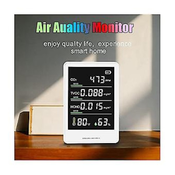 Mon Er, Portabel CO2-detektor CO2, TVOC, HCHO, Luftfuktighet Temperatur Icle C