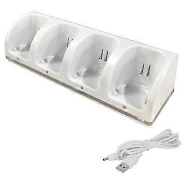 4 Porte til Smart Oplader Passer til WII, til WII U Spillekonsol Sort Hvid Ch