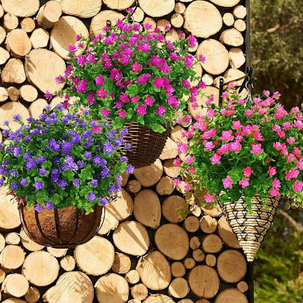 Konstgjorda blommor utomhus UV-beständiga buxbomväxter, buskar, syntetisk plastgrönska för inomhus- och utomhusupphängning för hem, kontor, bröllop,
