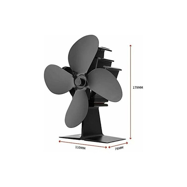 Fläkt för vedspis, startar tyst vid 40°C. Denna vedspisfläkt är värmedriven och har 4 blad. Den är lämplig att använda med vedspisar och