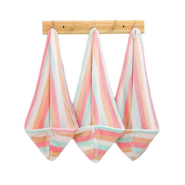 Mjuk duschhandduk för kvinnor, hårturban, torkhuva, present till kvinnor (regnbåge 3-pack)