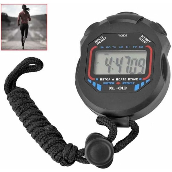 Handhållen digital stoppur Sport Multifunktion Watch XL-013 Svart Alarm Sport Precision LCD-skärm-Fei Yu