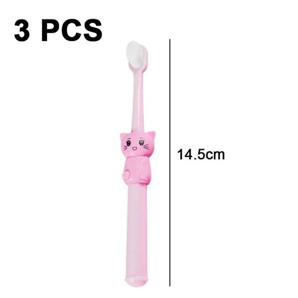 3pcs Kids Toothbrushes Cartoon Cat Toddlers Toothbrushes Bristle Toothbrushes For Kids