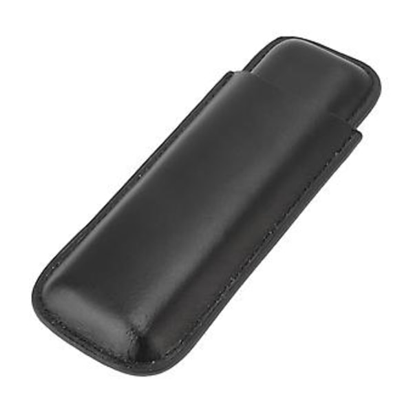 Cigarrfodral i Läder Portabel 2-Finger Cigar Hållare för Resor Affärsresa Pojkvän Presenter Svart