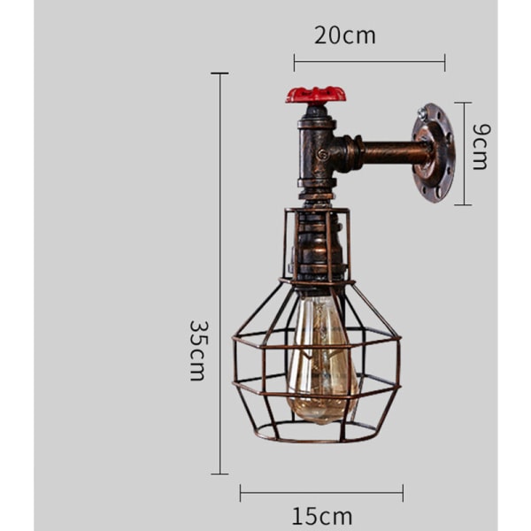 Retro Vägglampa Creative Rust Cage Vägglampsskärm Metall Vägglampa för kök sovrum