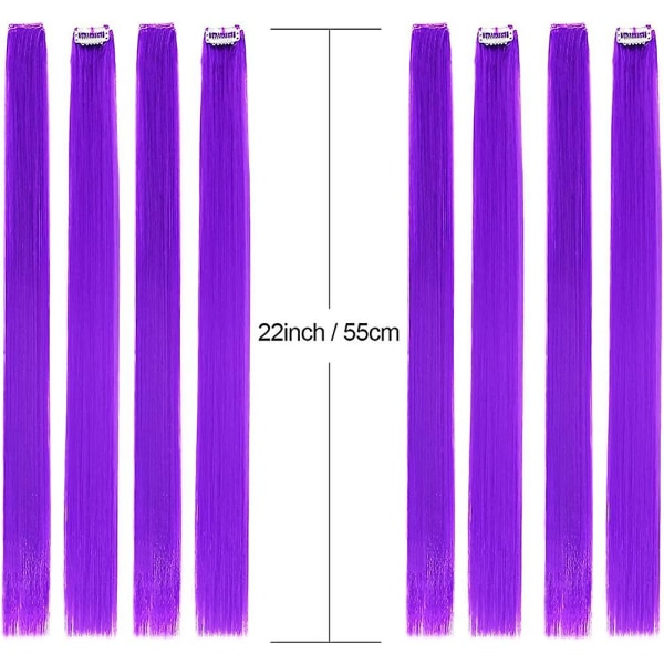 10 st färgade clip-in hårförlängningar 22\" raka modehårdelar för fest