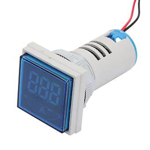 22mm LED Display AC Strøm Signalindikator Digitalt Amperemeter Indikator 0-100A AC220V (Blå)