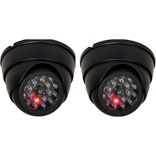 2-pack Dummy Dome Camera Fake Dummy Trådlös CCTV Säkerhetsövervakningskamera inomhus med röd LED, svart