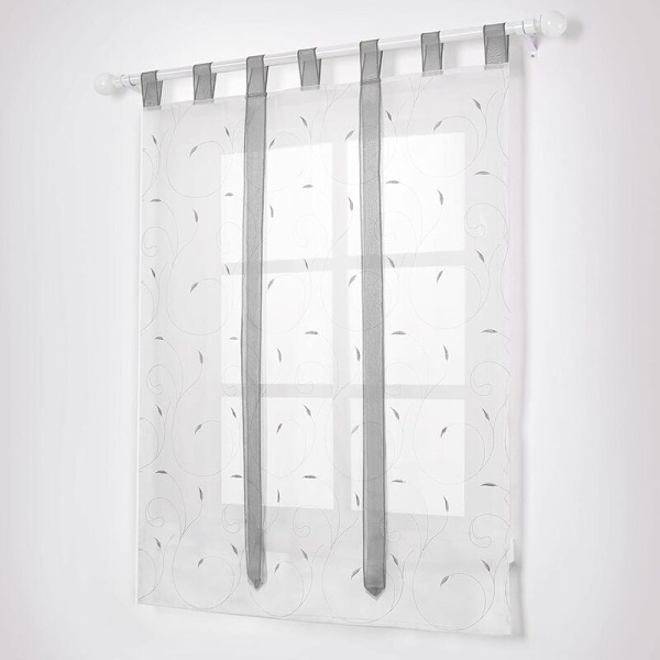Fönsterbroderi Romerska persienner Gardiner Dekoration Para Sovrum Balkong Kök, Grå, 80cmx140cm