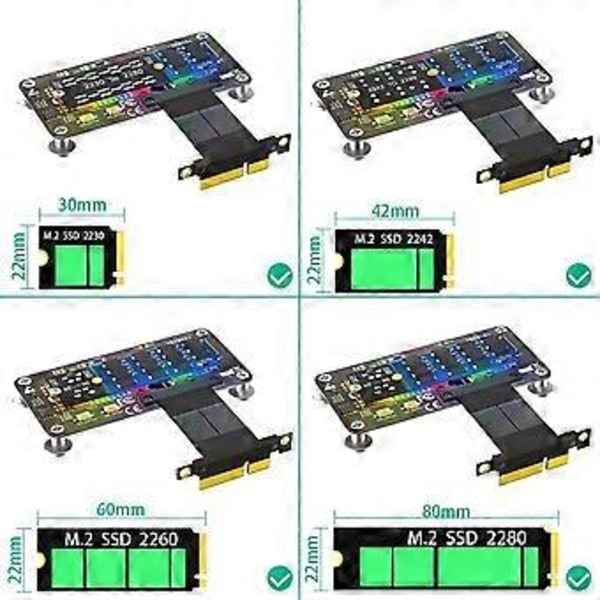 Riser-kortti M.2 M-Key NVME SSD PCIe X4 -jatkokaapeli jäähdytystuulettimella RGB LED magneettisella alustalla 2230-2280 NVME SSD B:lle