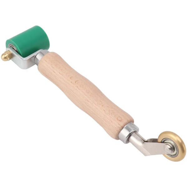 40mm Dual-use Silicone Seam Roller Brass Wheel Wooden Handle Wallpaper Flat Seam Roller for PVC TPO Welding Green