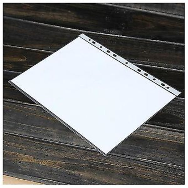 100 stk. A4 Pp Hullet Hul Lommer Mapper Arkivering Tegnebøger Ærmer Taske Transparent 0,03 mm