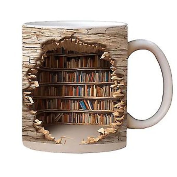 3D Bogreol Krus Bibliotek Bogreol Krus, Bogelsker Keramisk Krus, 2023 Nyeste